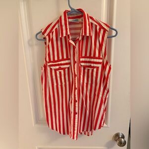 Vintage Center Aisle red and white striped sleeveless shirt